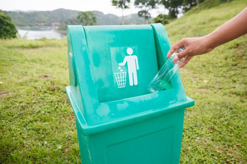 Containers filled with construction waste ready for disposal